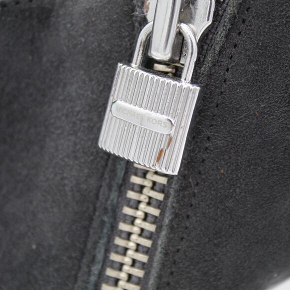 Michael Kors Booties Womens 9.5 Gray Suede High Heel Ankle Boots Zip Logo Lock - Picture 8 of 12